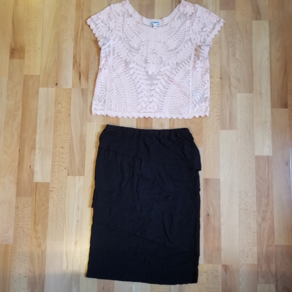 Pink Lace & Pencil Skirt Outfit!